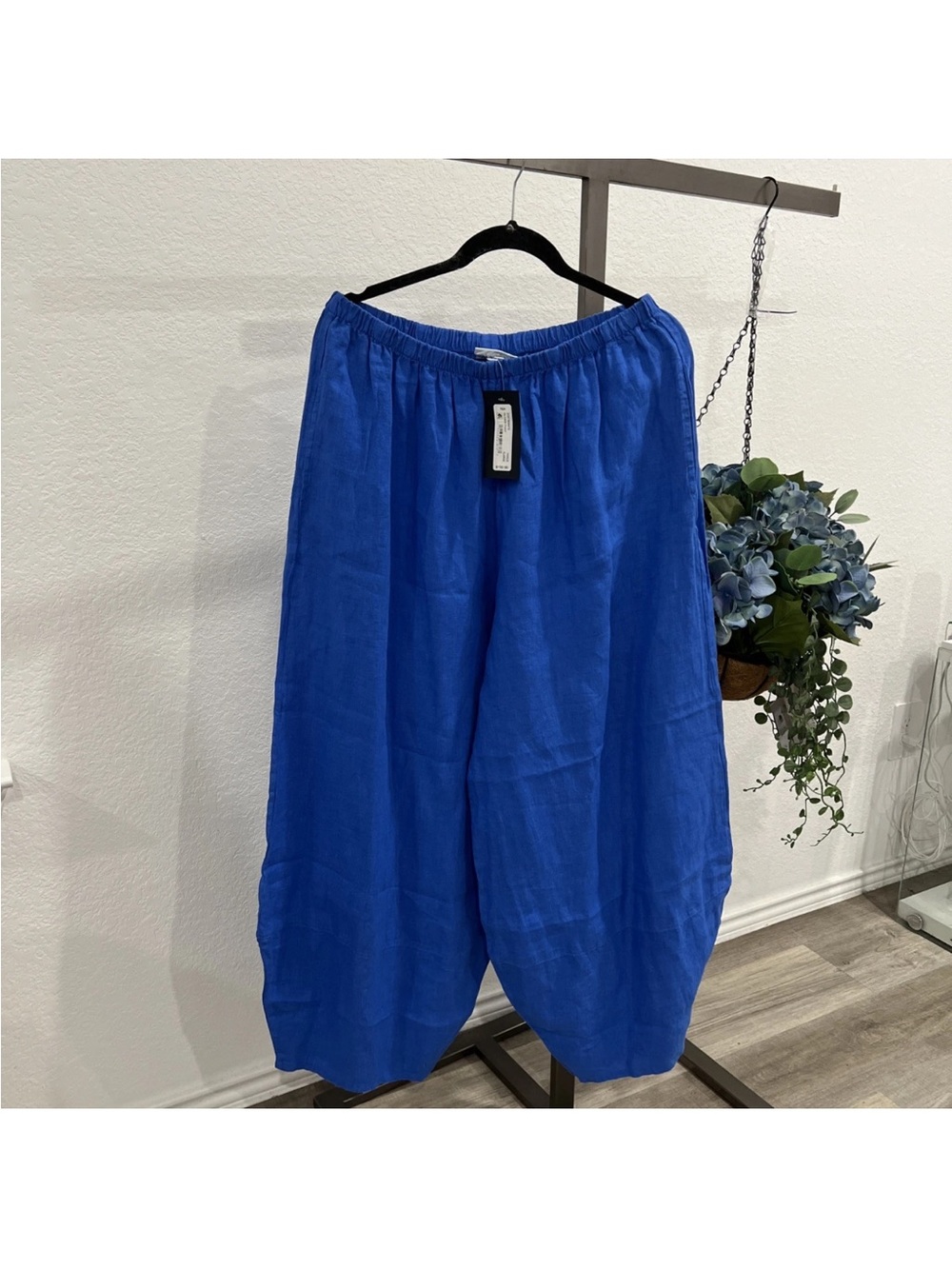 bryn Walker Relaxed Linen Chinos in Cobalt Blue
